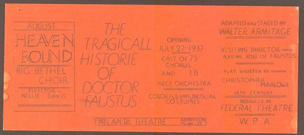 Doctor Faustus, poster from the New Orleans production, 1937. (source: LOC)