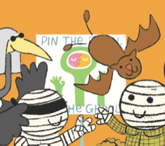 "Pin the Drool on the Ghoul," an illustration from NOT VERY SCARY (FSG, 2014)